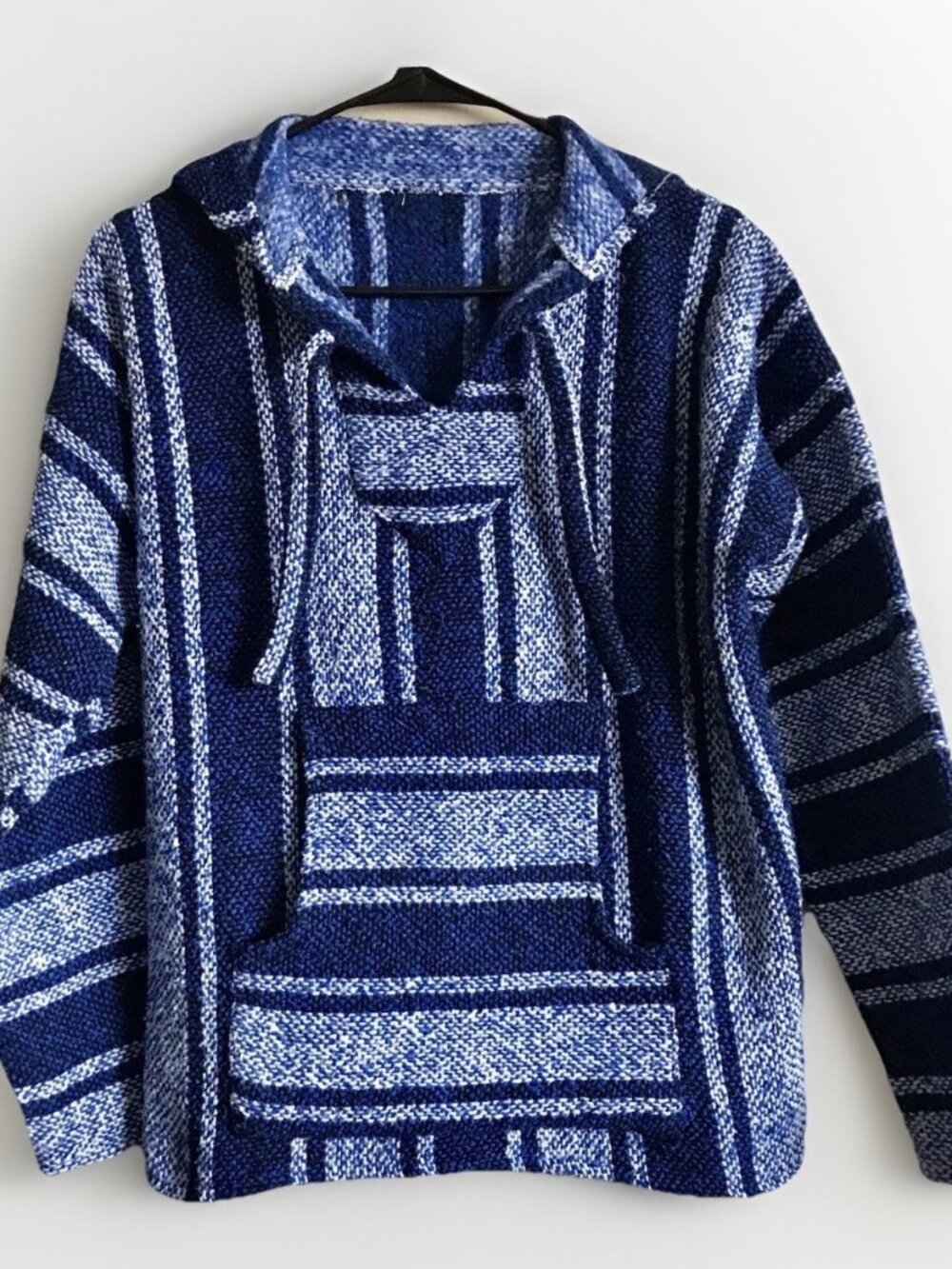 Baja Hoodie Hippie Surfer Mexican Poncho Sweater Drug Rug Assorted Colors Medium